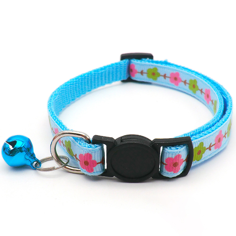 Collier réglable pour chien et chat, imprimé de fleurs, avec cloche, boucle de sécurité universelle, accessoire pour animaux de compagnie, nouveauté