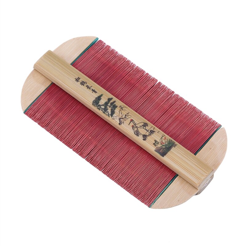 Peine chino tradicional de bambú para piojos, peine denso hecho a mano, rosa, elimina la picazón, cabeza, peines de pulgas