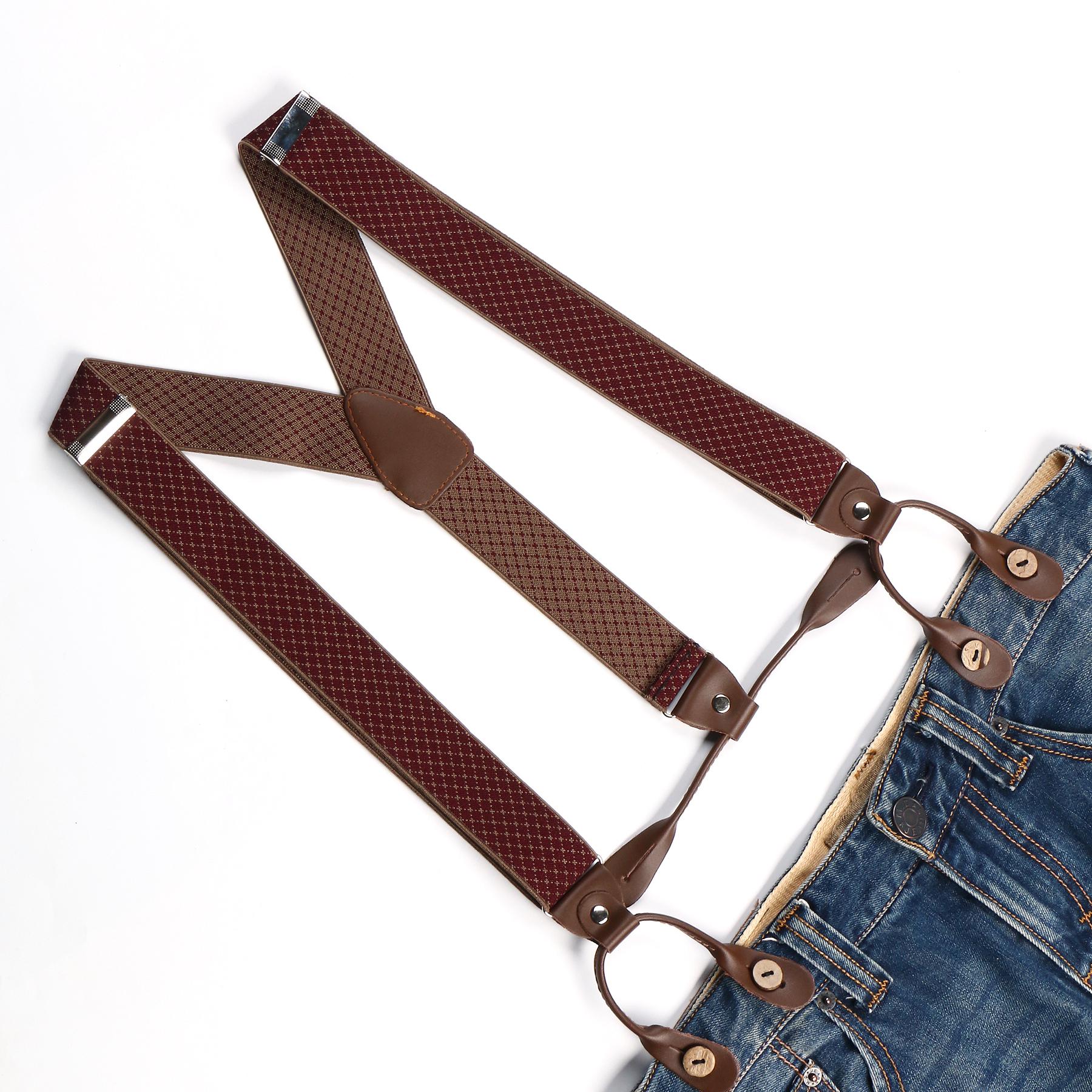 Mænd kvinder justerbare knapper stil bælte elastiske seler unisex stribet plaid blomsterbøjler 3.5cm bredde  bd763-bd776: Bd773
