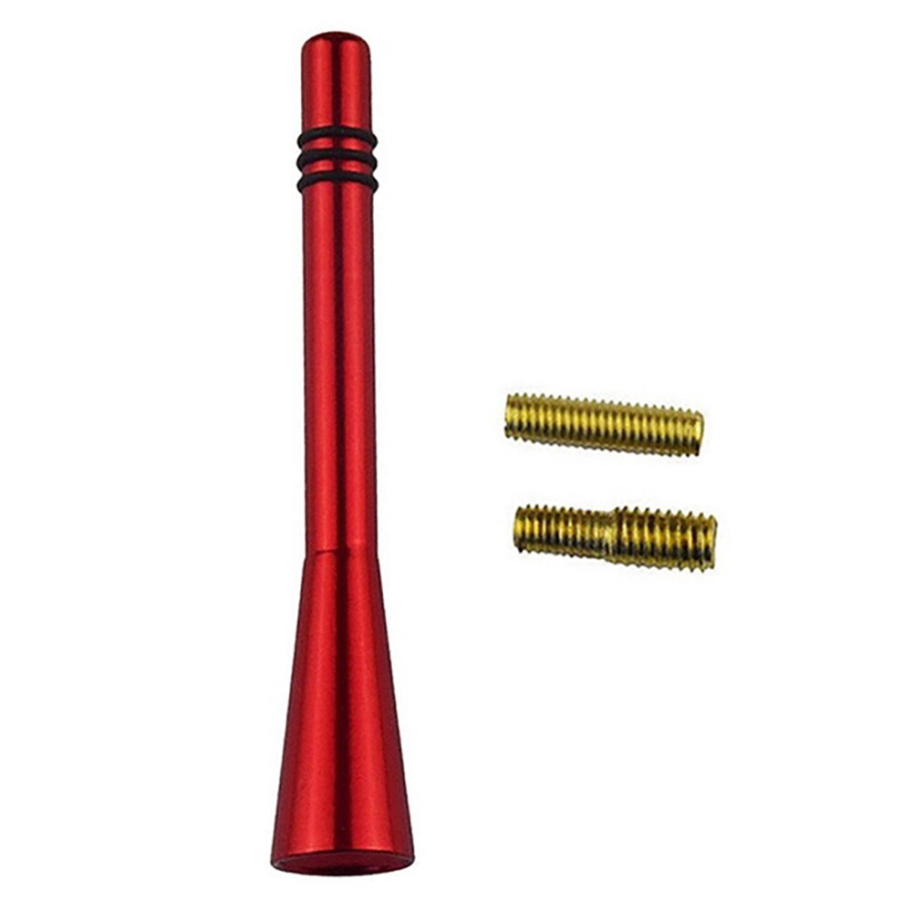 Bil antennacar tilbehør 8cm universell bil kort stubbe er / fm radio antenne antenne +2 typer skrucarantenna toppers: Rød
