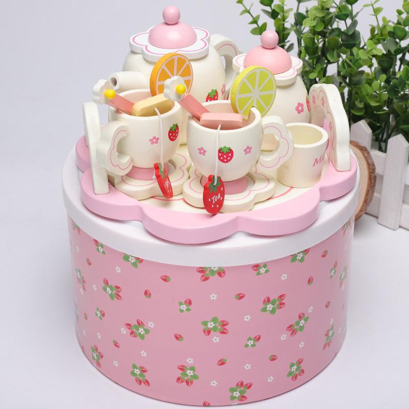 Kreatywny biały zestaw robić podwieczorku symulacja cytryny dom zabaw kuchnia drewniana zabawka dla dzieci nowe ciasto truskawkowe zabawka
