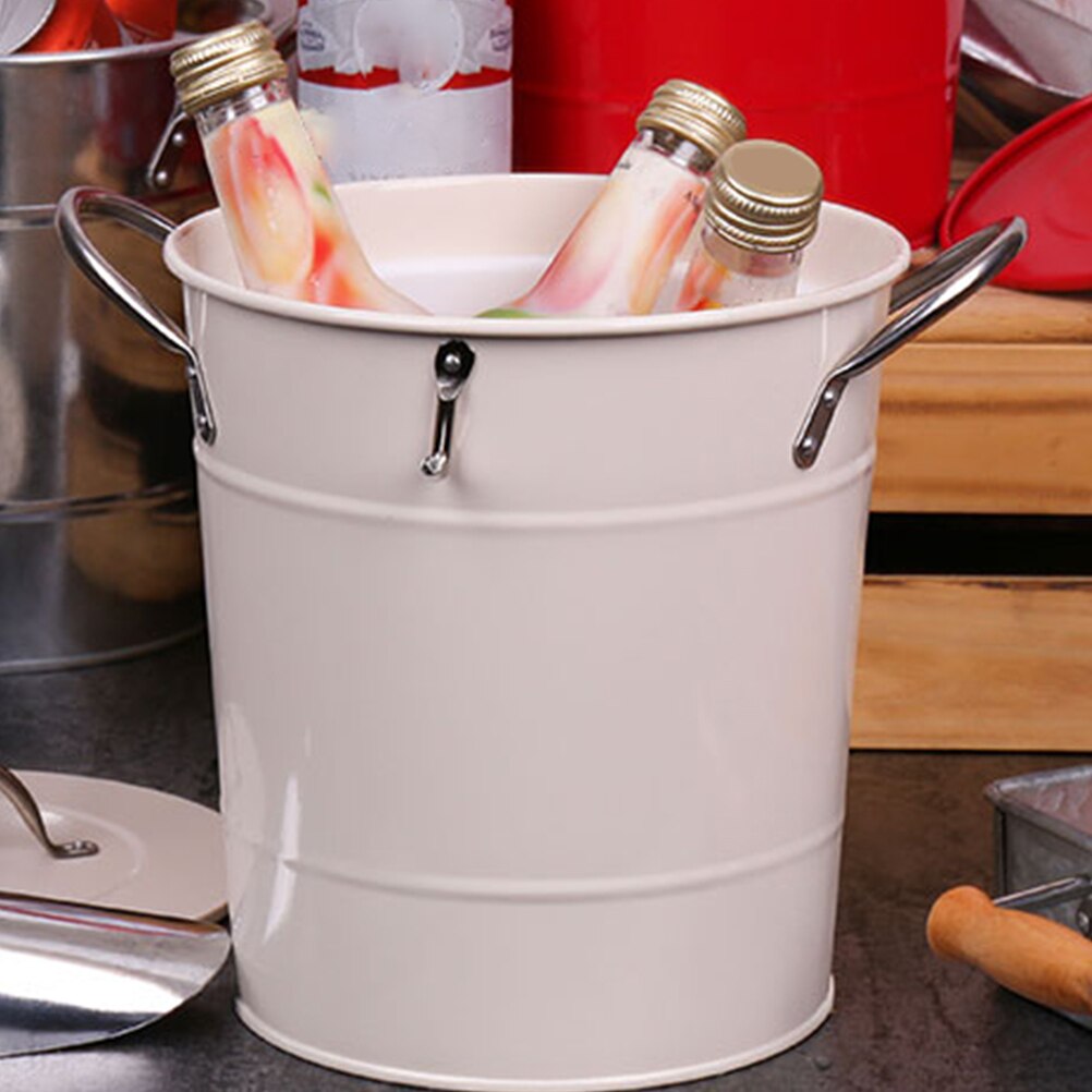 1pc 4.5L Ice Bucket Party Bar Celebration Beverage Bottle Beer Bucket Thicken Iron Bucket With Cover And Ice Shovel
