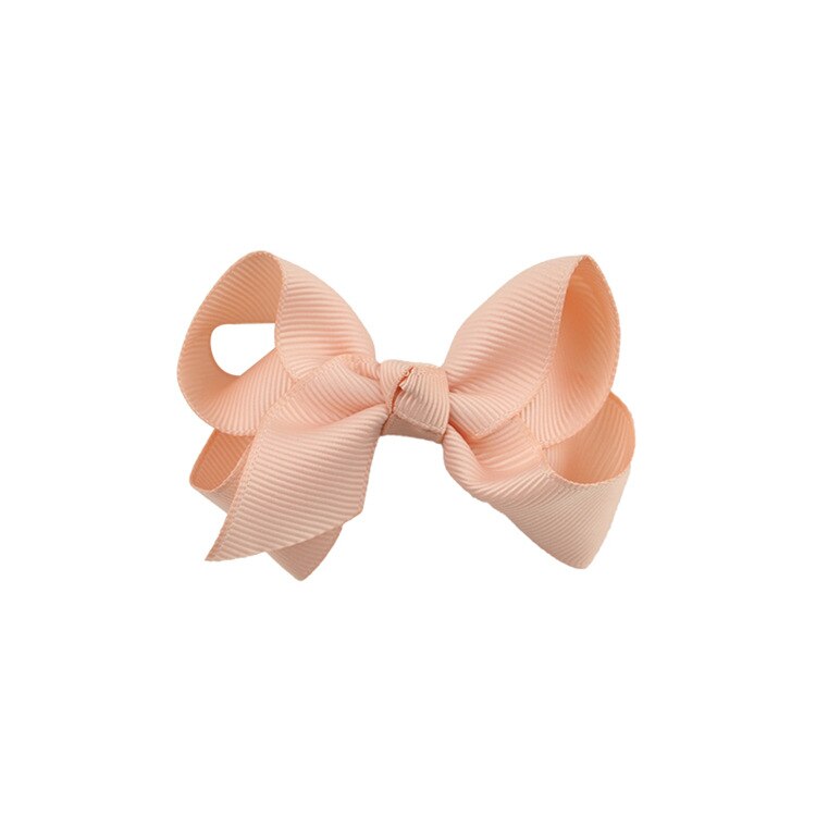 Små hårrosetter med hårspännen för flickor barn mini boutique slät knut band rosett hårnål hår accessoarer band rosett: A11 skalrosa