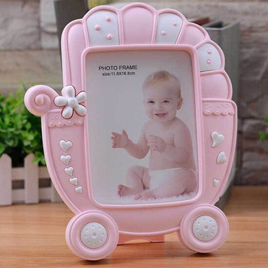 Child Infant Cartoon Photo Frame Photo Desktop Decor Picture Frame Picture Square Children: photo frame pink