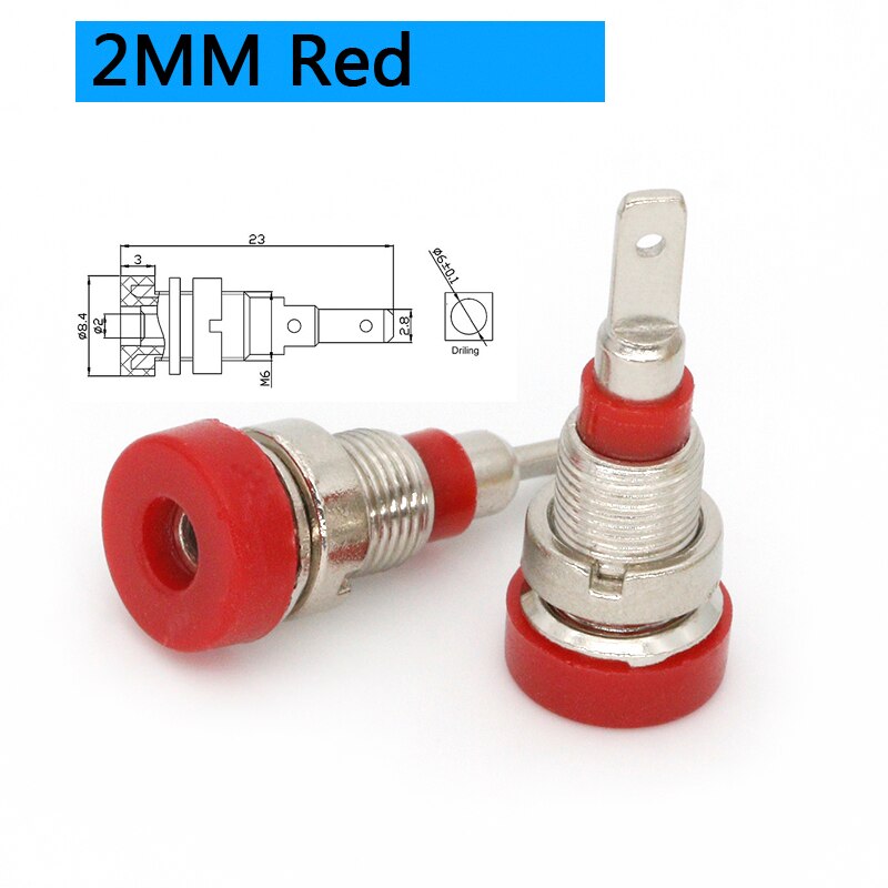 5Pcs Brass 2mm Banana Female Jack Chassis Panel Mount Socket Connector for Non-Shrouded Banana Plug: 2mm red