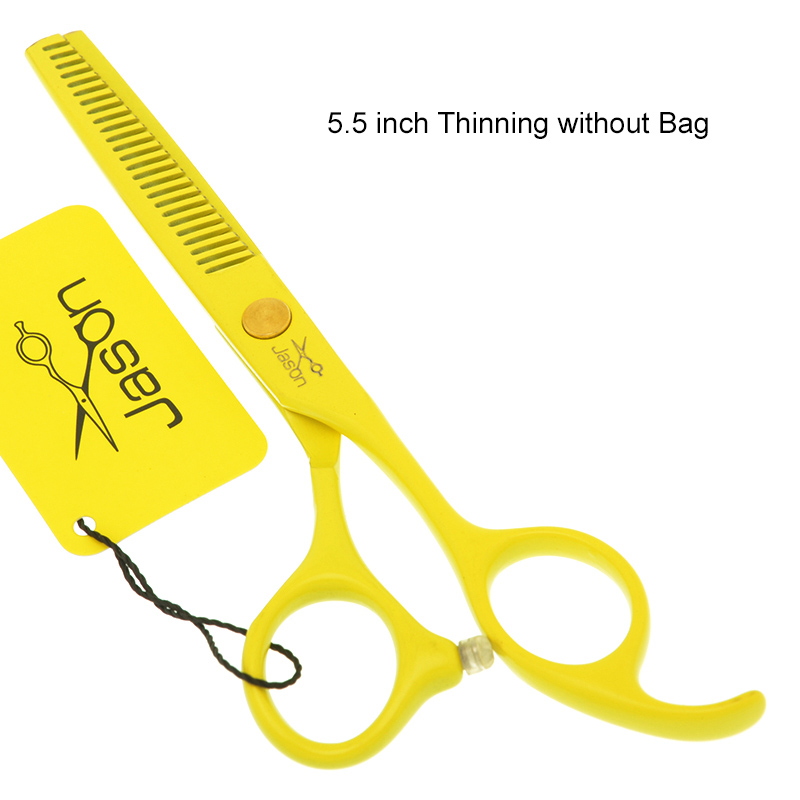 Jason 5.5 pouces japon acier Salon ciseaux de coiffure barbier cheveux amincissement ciseaux coupe ciseaux coiffure tondeuse A0070D: jaune clair