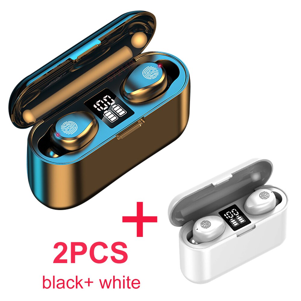 Écouteurs sans fil bluetooth 2000 TWS, casque d'écoute Binaural à correspondance automatique, étui de chargement directe mah, 1/2 pièces: B balck white