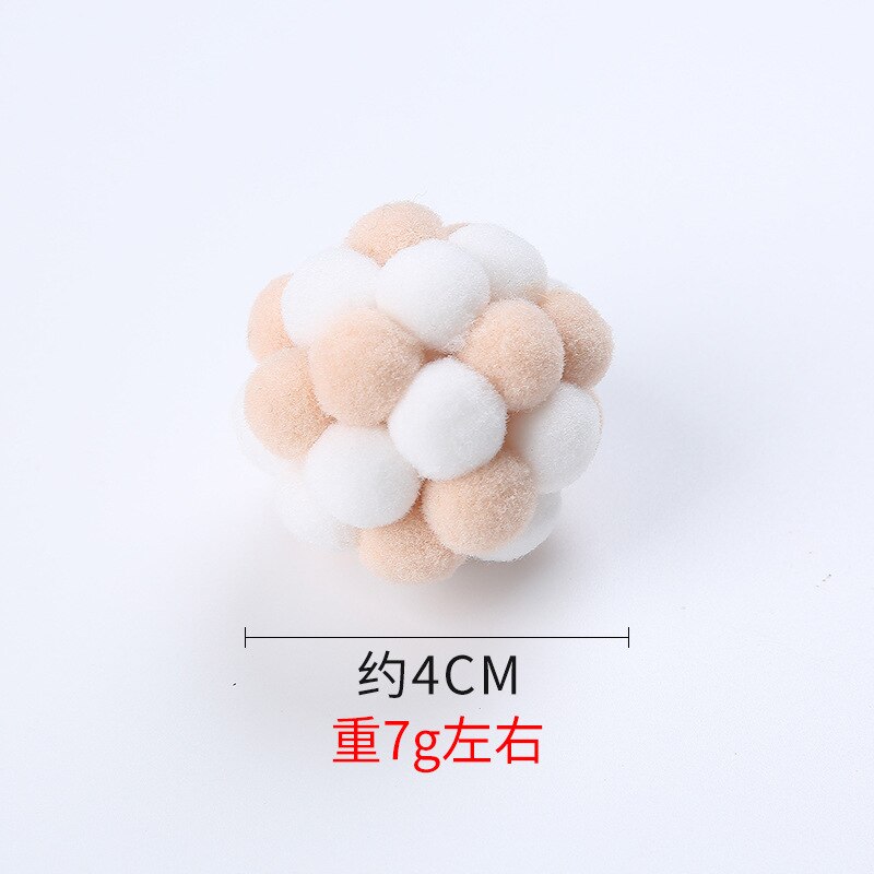Kat Speelgoed Kleurrijke Handgemaakte Bouncy Bal Kitten Speelgoed Pluche Bell Bal Muis Speelgoed Planeet Bal Kat Speelgoed Interactieve Huisdier levert: S white brown