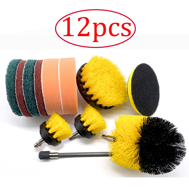 Juego de limpiador eléctrico para limpieza de baño, cepillo de taladro eléctrico para bañera, Herramientas de limpieza de azulejos, 3/4/12 piezas: 12 PCS Set