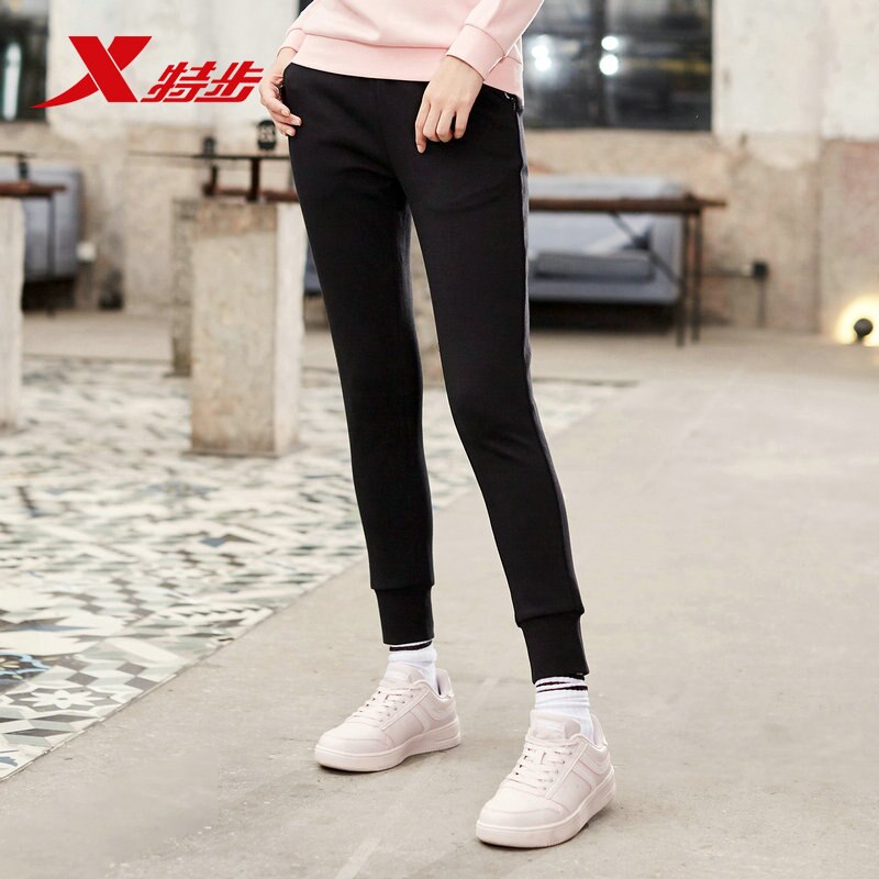 Xtep Herfst Casual Gebreide Vrouwen Broek Outdoor Running Sport Broek Slim Fit Elastische Bottom Pant 881328639229
