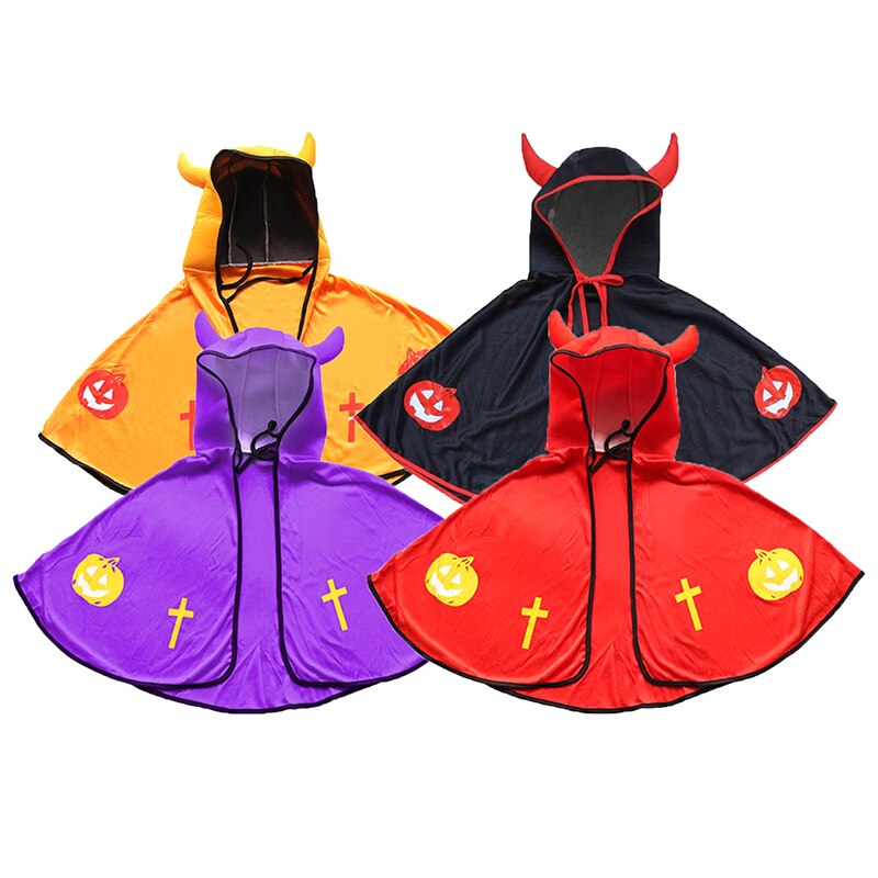 1 Pc Kids Halloween Party Kit Hat Cloak Cape Robe Childs Hooded Cape Dress Costume Cosplay Halloween party