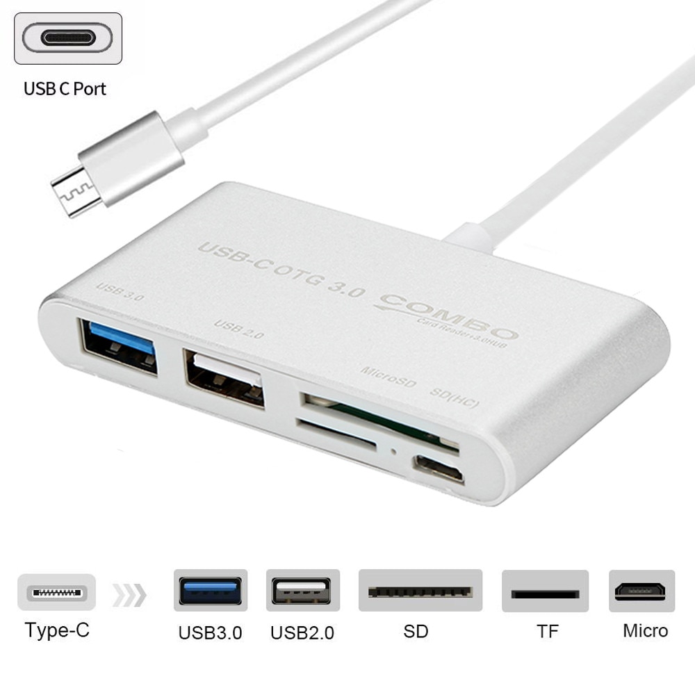 5 in1 USB C HUB Type C SD TF Kaartlezer USB 3.0 Hubs met Micro USB Power Poort Ondersteunen meerdere card formaten 31 #