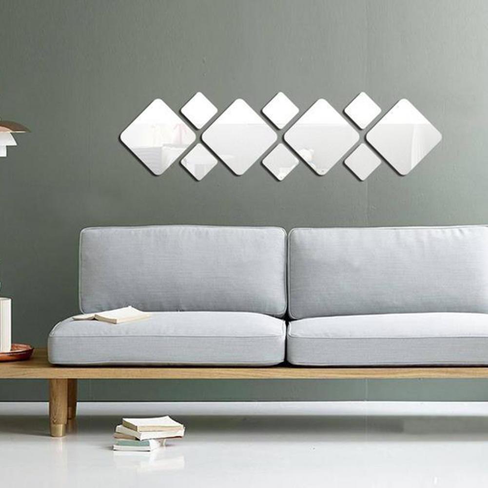 Mirror Wall Sticker Delicate Multi Styles Seamless Removable Mirror Tile Stickers for Bedroom Wall Sticker Wall Decals