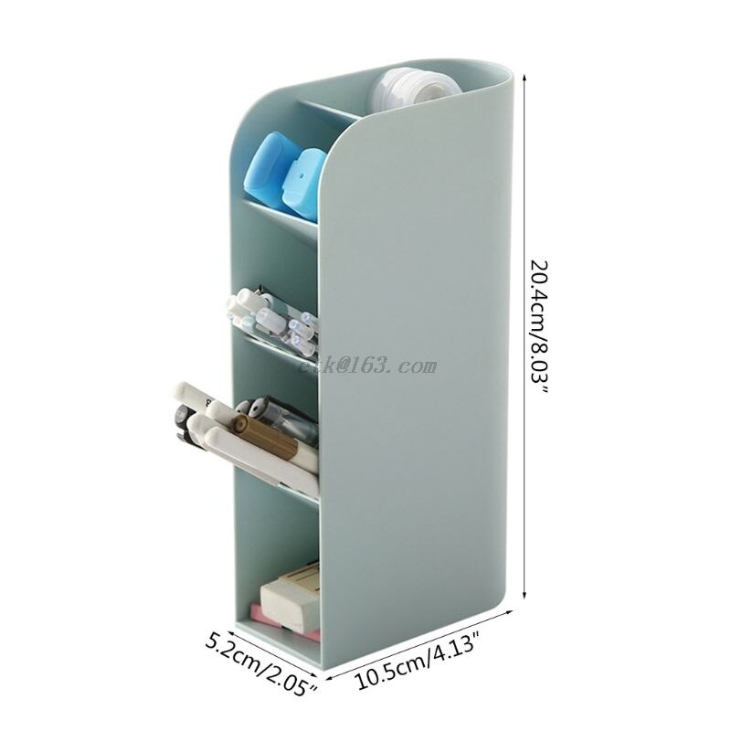 Multi-function 4 Grid Desktop Pen Holder Office School Storage Case Box Wheat Straw Desk Pencil Organizer Stationery: Plum