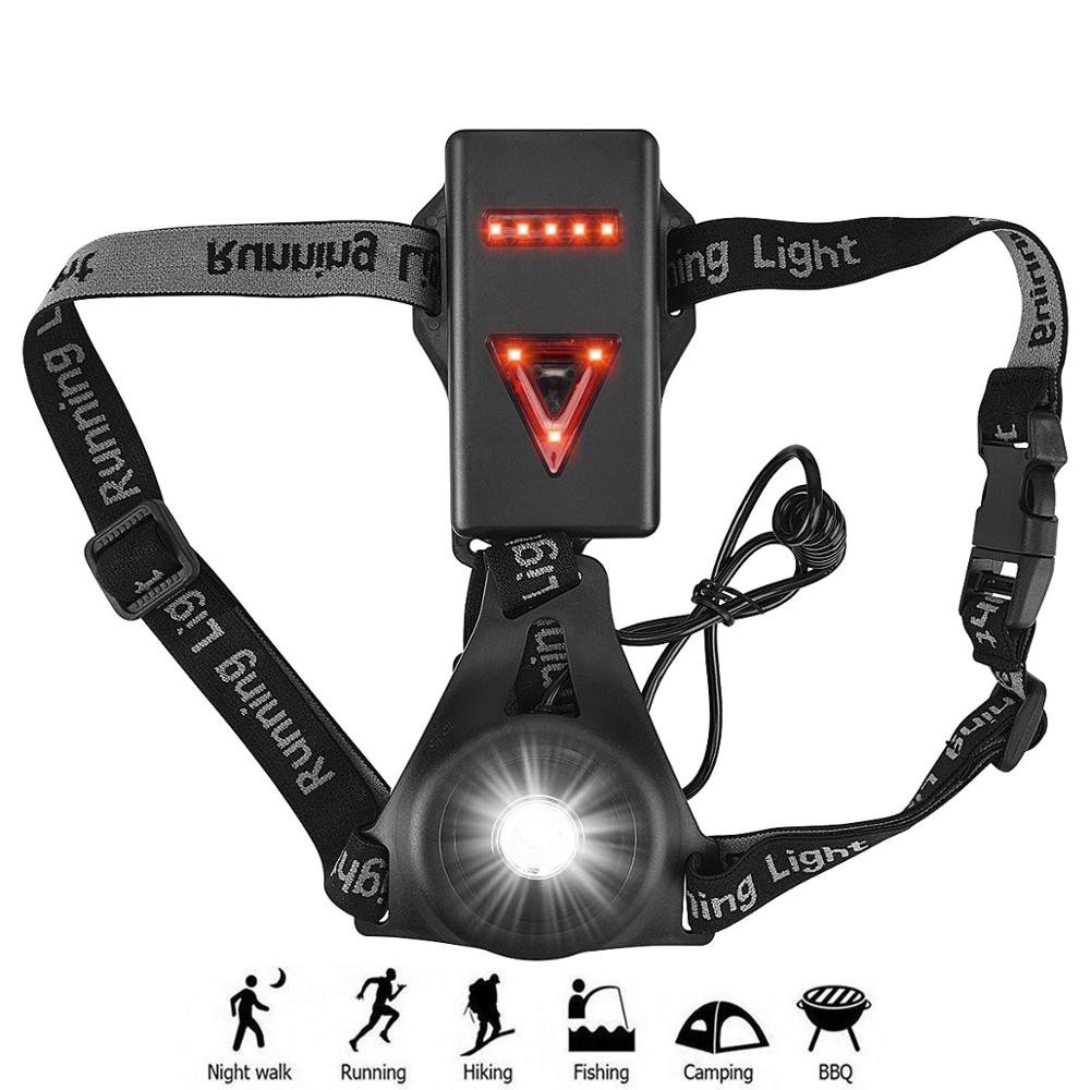 Waterproof Outdoor Sport Running Lights LED Night Cycling Flashlight Warning Bike Light USB Chest Lamp Walking Night Jogging: Default Title