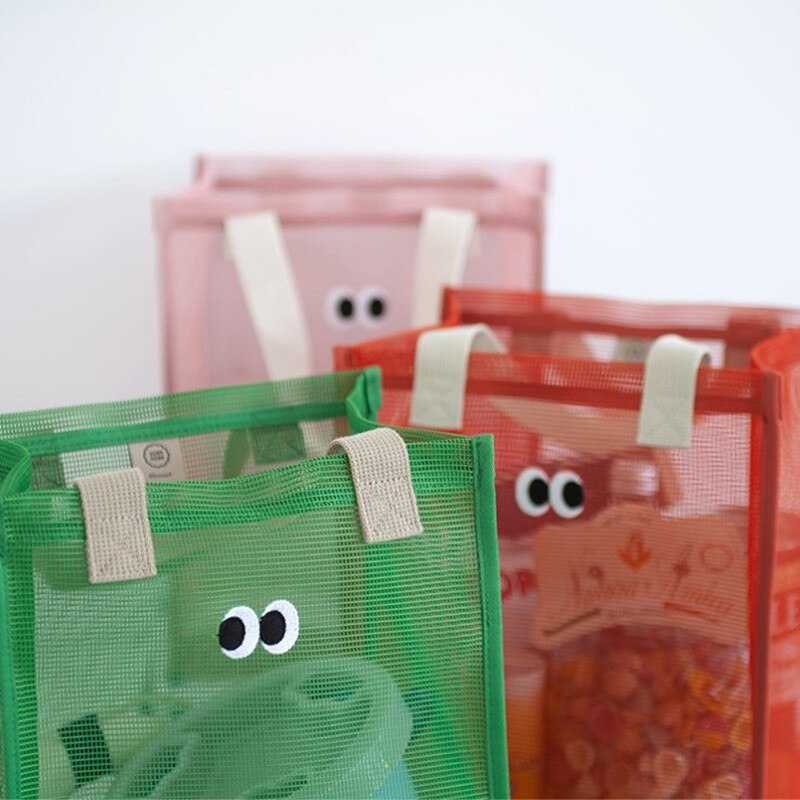 Purdored 1 Pc Koreaanse Stijl Grote Ogen Boodschappentas Vrouwen Grote Mesh Reizen Zomer Strand Netto Opvouwbare Handtas Kruidenier tassen
