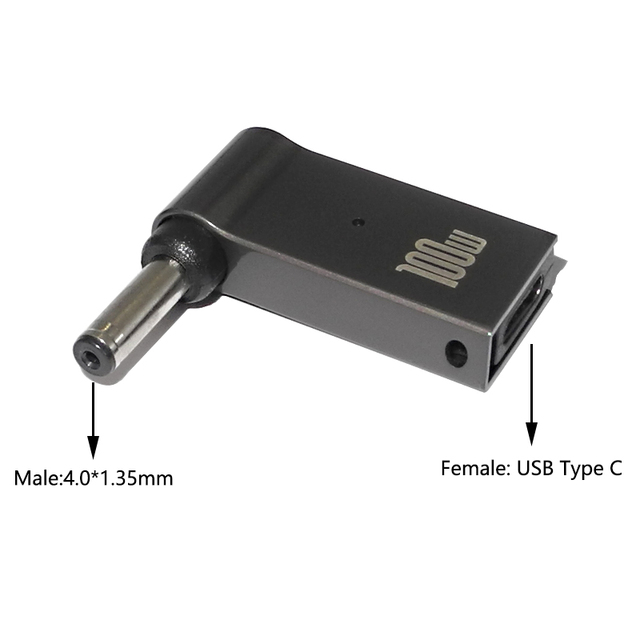 PD 100W Laptop Power Charger Supply Adapter Connector USB Type-C Female to DC Male Jack Plug Converter for Lenovo HP DELL Asus: Gold