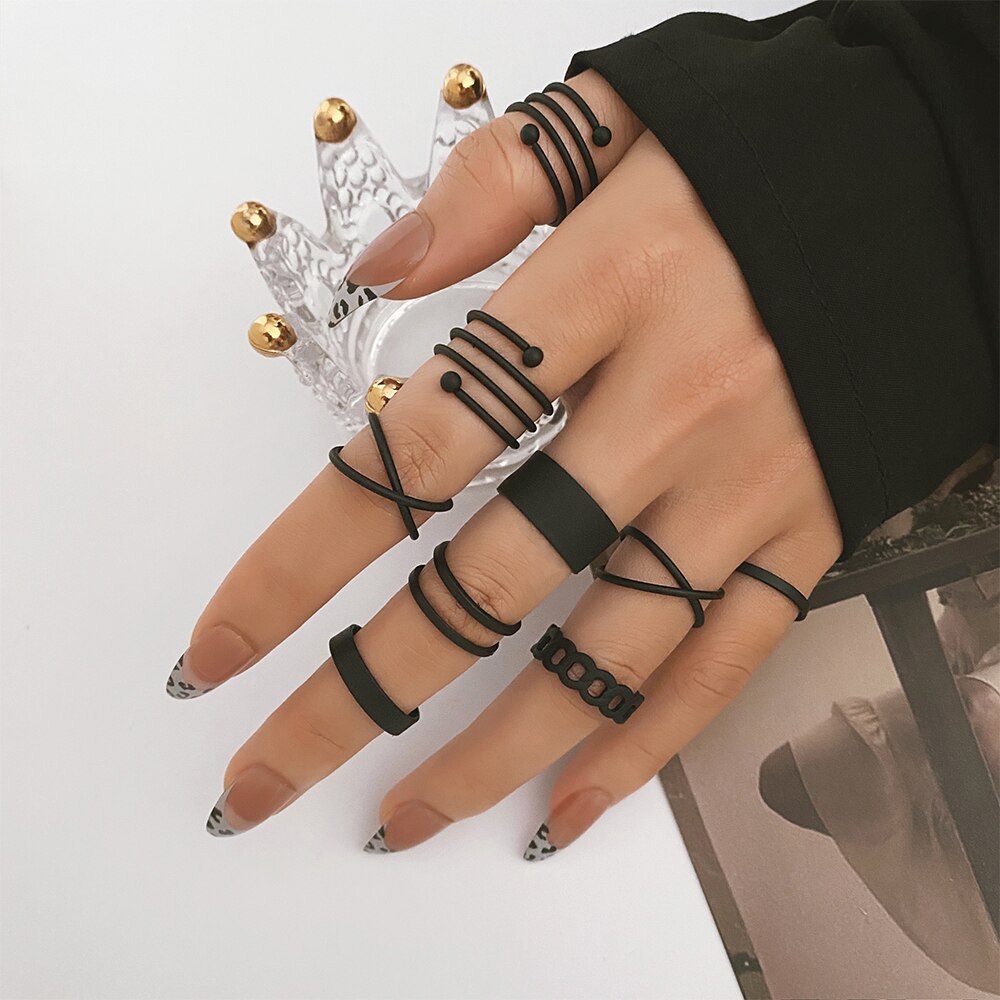 Ifmia Punk Vlam Vlinder Zwart Ringen Sieraden Vrouw Mode 2022 Geometrische Finger Ringen Voor Vrouwen Meisjes Bijoux Femme