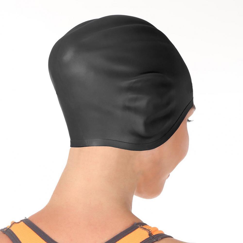 Swim Cap Elastic Put on Easily Silicone for Training Swimcap Long Hair for Training: Lake Blue