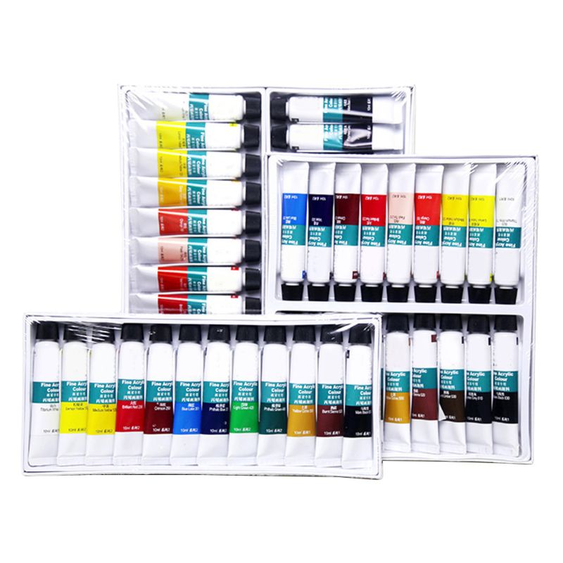 12/18/24 Colors 10ML Tube Acrylic Paint set Art Painting Drawing Tools For Kids DIY Water-resistant School Supplies C26