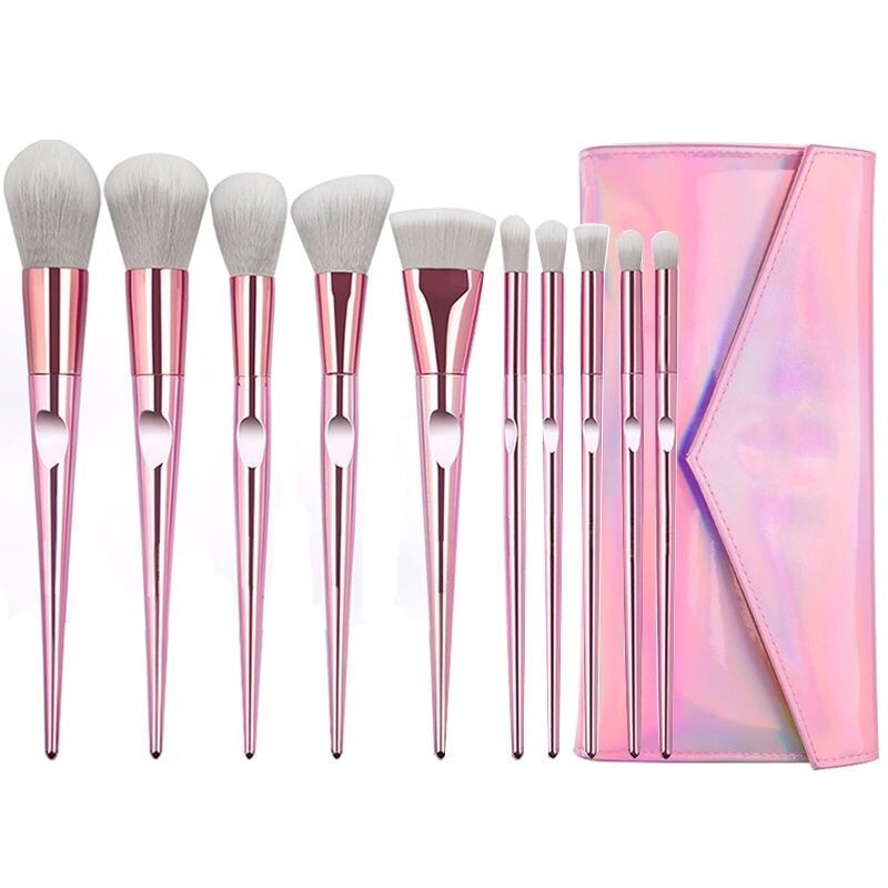 Kwasten 10 stuks Roze Make-Up Kwasten Sets Make Up Kwast Cosmetische Beauty Blush Powder Foundation Concealer Borstels set