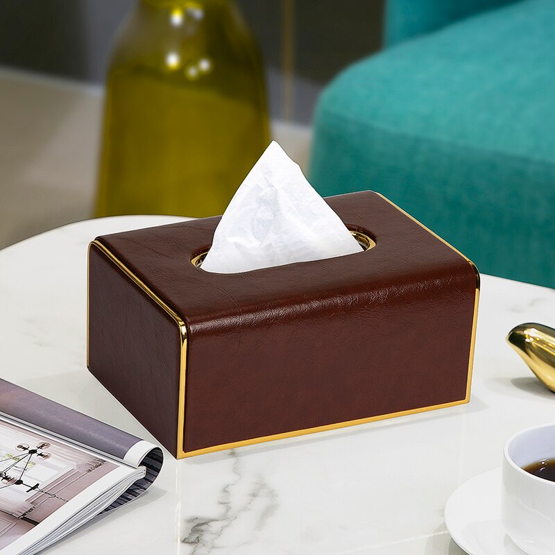 Nordic Gold Tissue Boxes Leather Green Napkin Hold... – Grandado