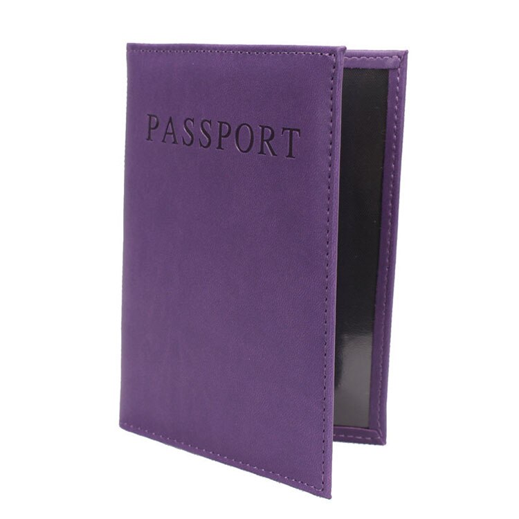 OKOKC English Alphabet Solid Passport Cover PU Passport Package Travel Tickets Passport Holder Travel Accessories: Purple