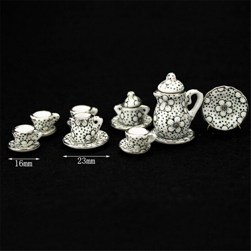 1:12 miniatur 15 stücke Porzellan Tee Tasse Set Chintz Blume Küche Geschirr Puppenhaus Möbel Spielzeug Für Kinder 19 Muster: SC0112