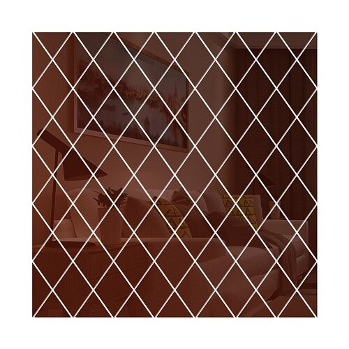 Diamond Spliced Mirror Stickers Self Adhesive Removable Acrylic Mirror Sheets Wall Decals For Home Art Room Bedroom Background: Brown / 100x100cm