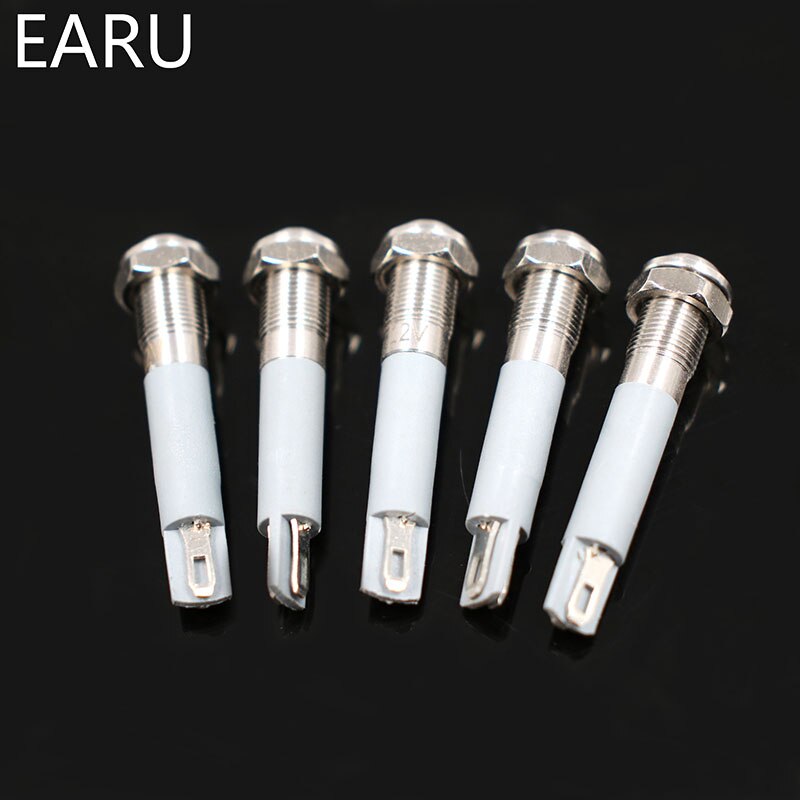 Waterproof IP67 6mm LED Metal Indicator Light Signal Lamp 3V 5V 6V 9V 12V 24V 110V 220v Red Yellow Blue Green White Pilot Seal