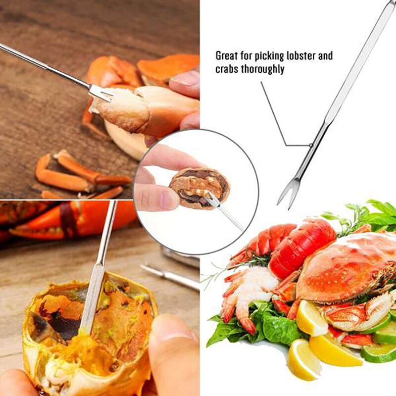 Seafood Tool Kit,Stainless Steel Crab Leg Cracker and Forks Nut Cracker Set Shellfish Sheller 12Pcs