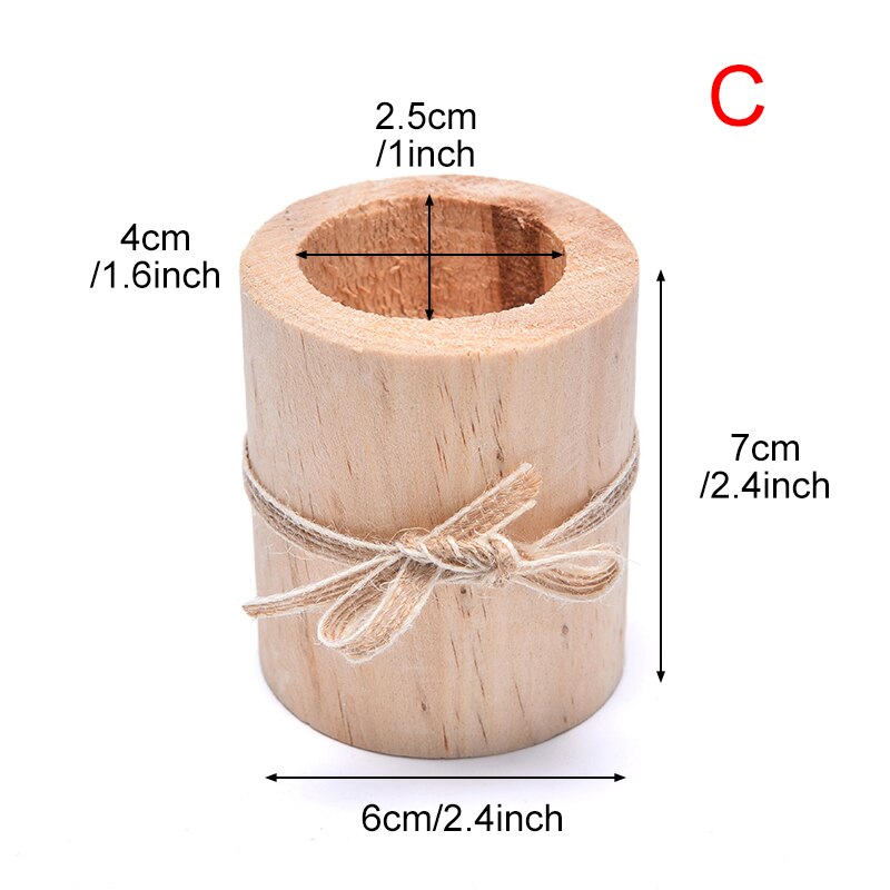 Diy-kandelaar van natuurlijk hout, vetplantenpot, huisdecoratie, kaarsenhouder van dennenhout, handgemaakte theelichthouder, decoratie: C