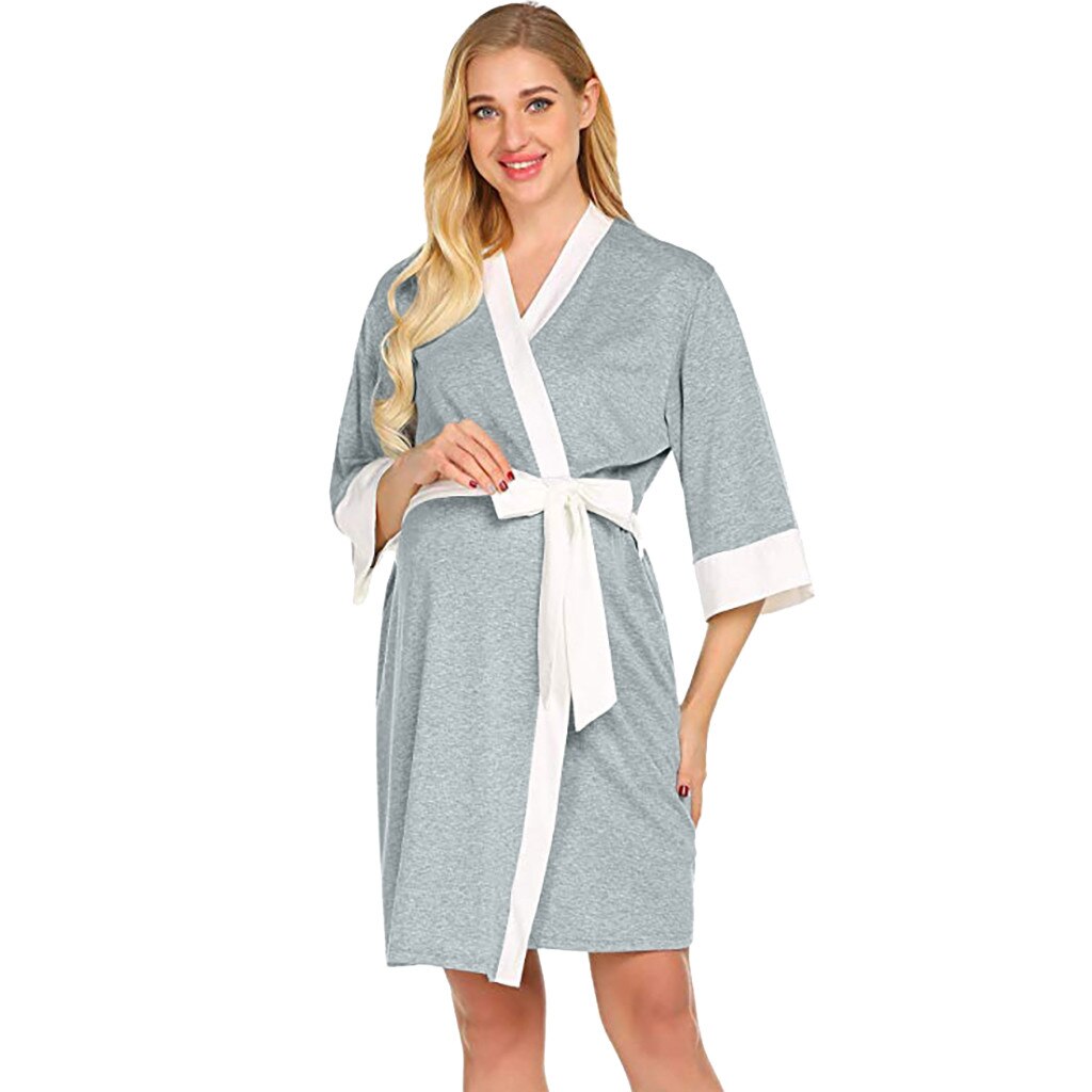 #50 Maternity Nursing Robe Nightgowns Breastfeeding Gown Casual Womens Pregnant Maternity Clothes для беременных