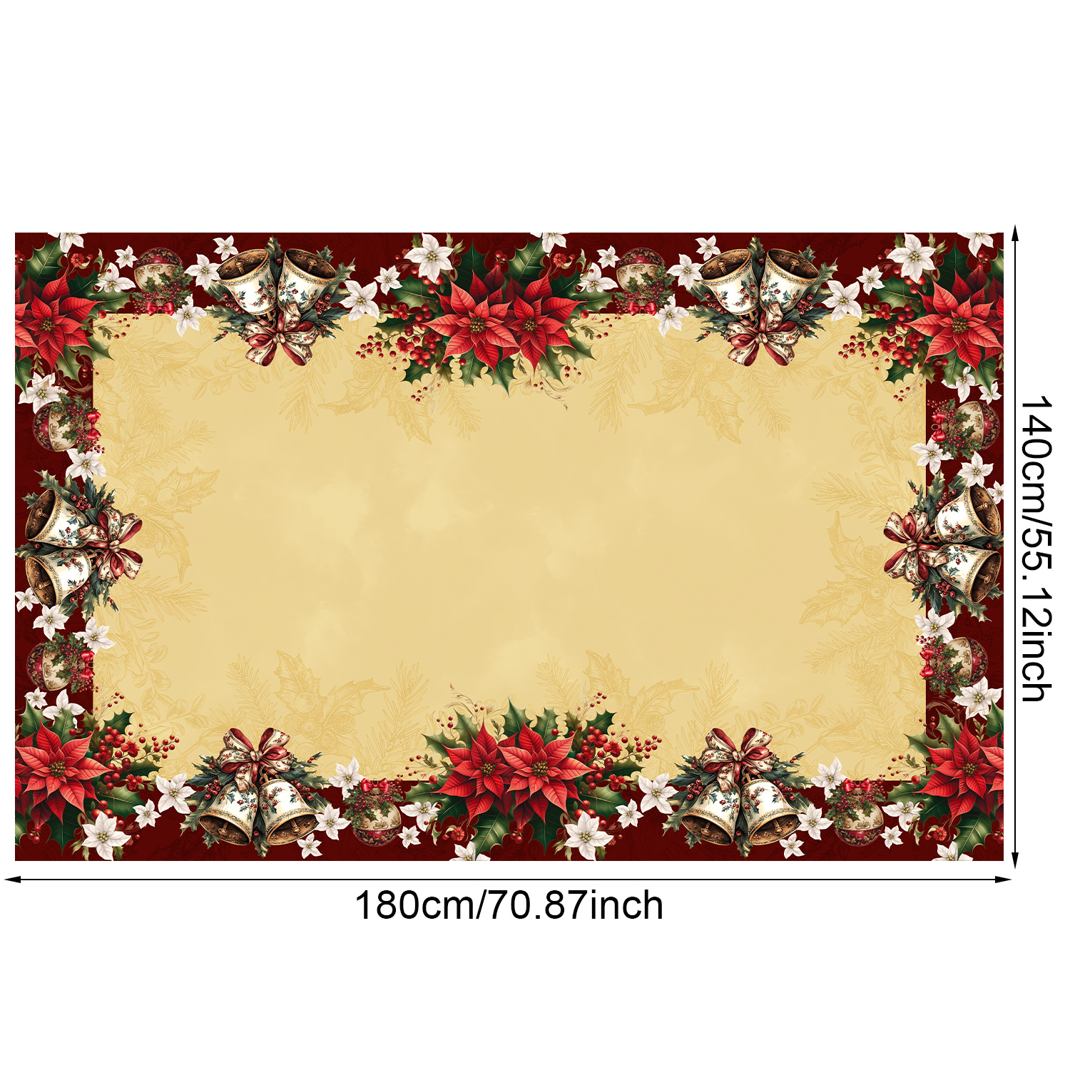 Rød juleblomstduk julepynt til hjemmet jul navidad år spisebordduk: Burgunder