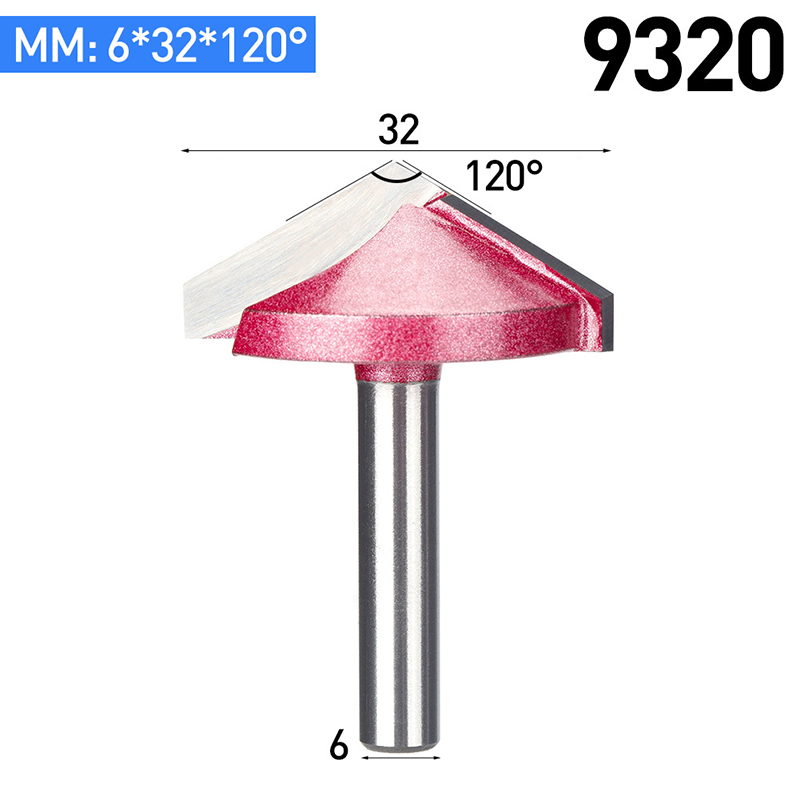 Huhao 1 Pc 6 Mm V Bit Cnc Vhm Mill 3D Frezen Voor Hout Tungsten Houtbewerking Mdf frees 60 90 120 150 Graden: 9320