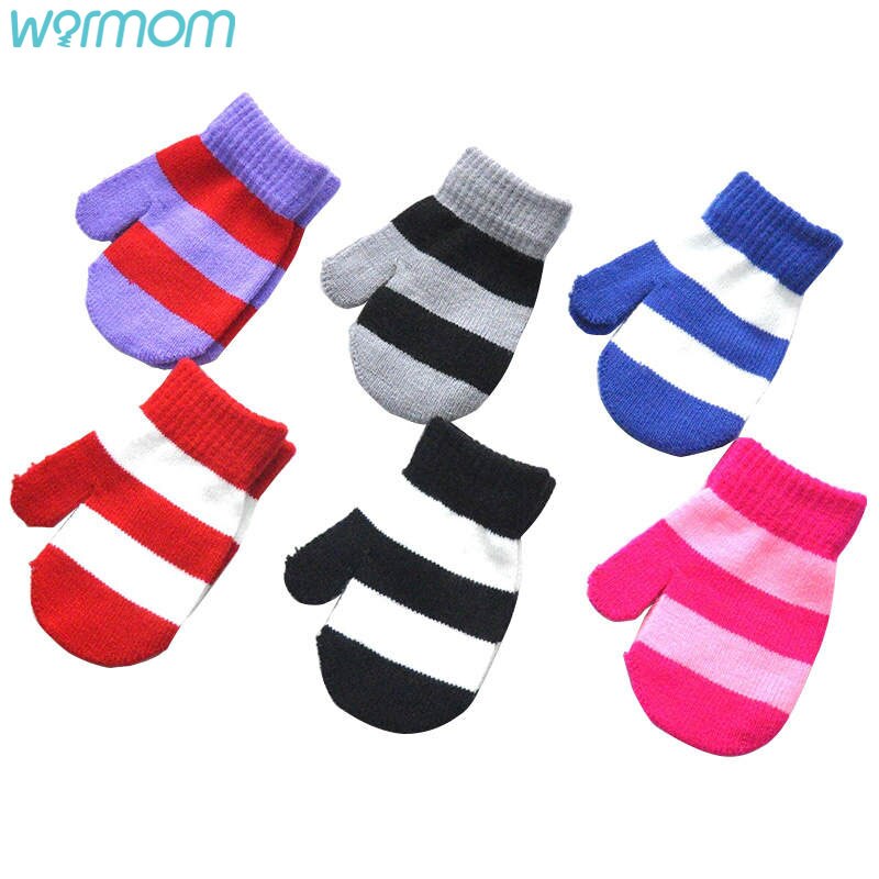 Warmmom – gants en laine chauds pour enfants de 1 à 5 ans, en tricot, pour l'extérieur et l'hiver