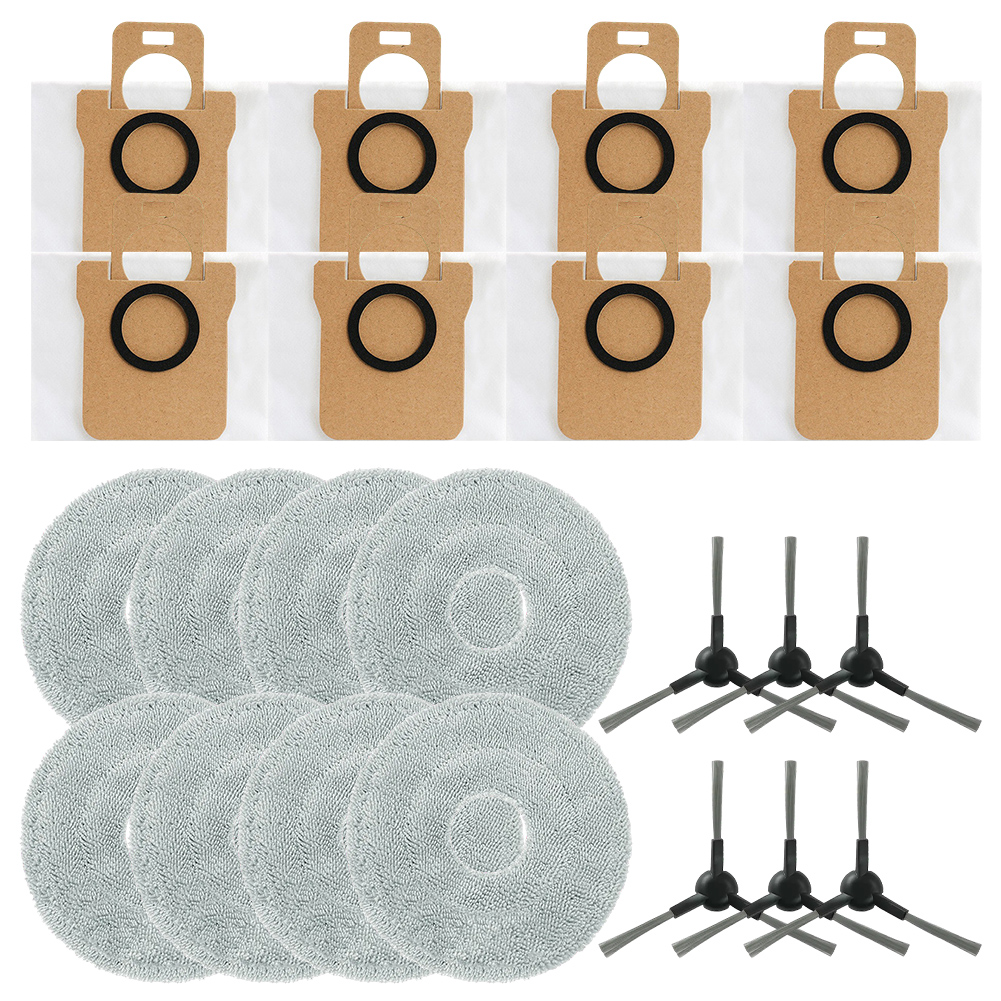 For JONR P20 PRO Vacuum Accessories Parts：Mop Cloth Dust Bag Side Brush Cleaning Accessories Set: light green