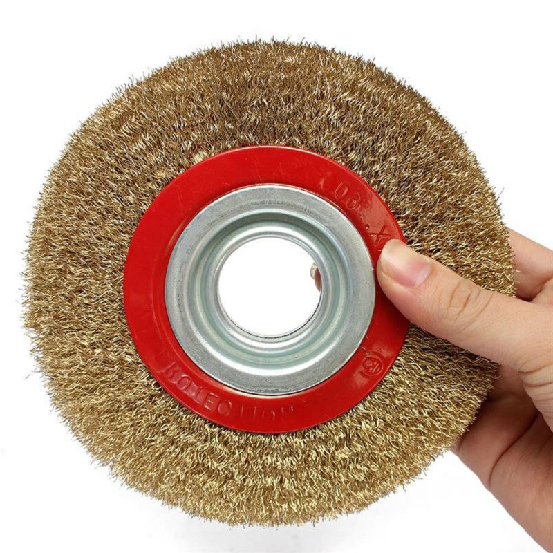 Stålborste 125mm stålhjul runda mässingpläterade stål stålborstehjul för bänkslip
