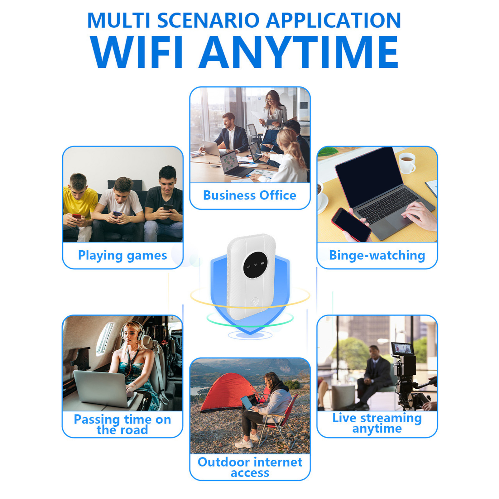 Bærbar 4g router med sim-kortslot, holdbart 300 mbps mobilt hotspot 5g tilslut  to 10 enheder til forretningsrejser