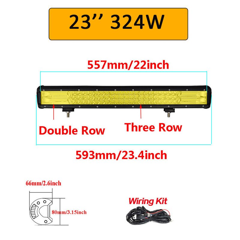 Auxtings 20 Inch Yellow Led 4x4 Offroad Light Bar For 4WD Trucks SUV ATV Trailer Beams Amber Work Driving Lights Fog Lamp
