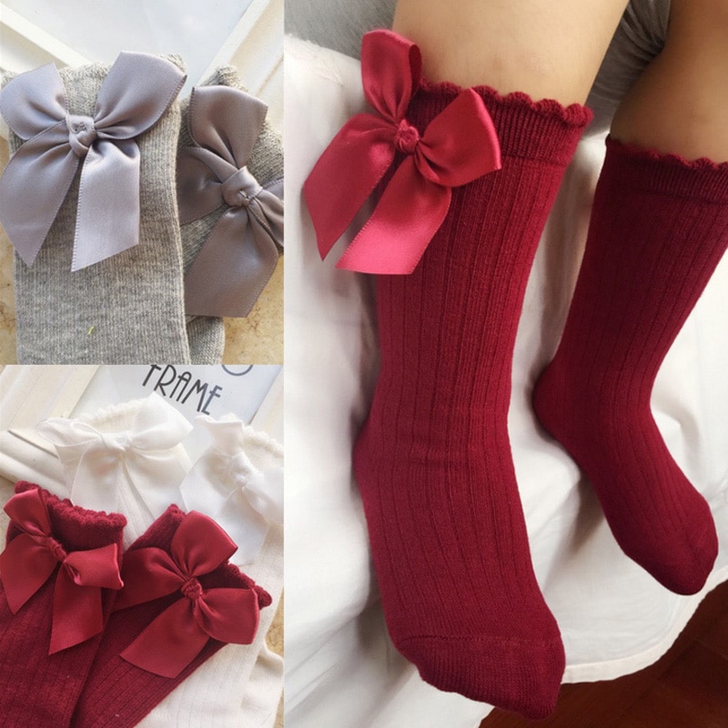 Meisjes Kind Sokken Lint Boog Katoen Zachte Half Meisjes Sok Baby peuter Prinses Mooie Knie Sokken Kids Sokken Katoen 0 Tot 6 T