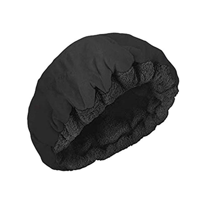 2 unidades de gorro de calor para acondicionamiento profundo, gorro de calor microlavable para cabello de acondicionamiento profundo, seguridad para el cabello de SPA-Color Floral y negro