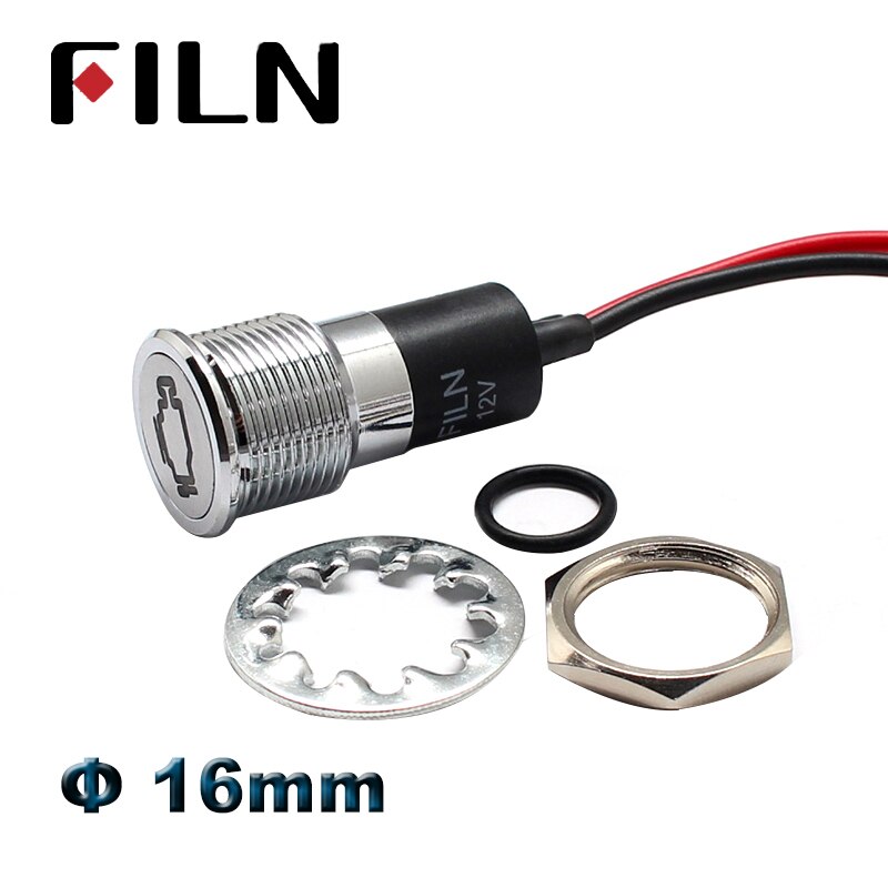 16mm LED metall anzeige licht Pilot lampe mit Auto Stiefel Armaturenbrett warnung Symbol 12v 24v 110v 220v verrotten grün anzeige lampe