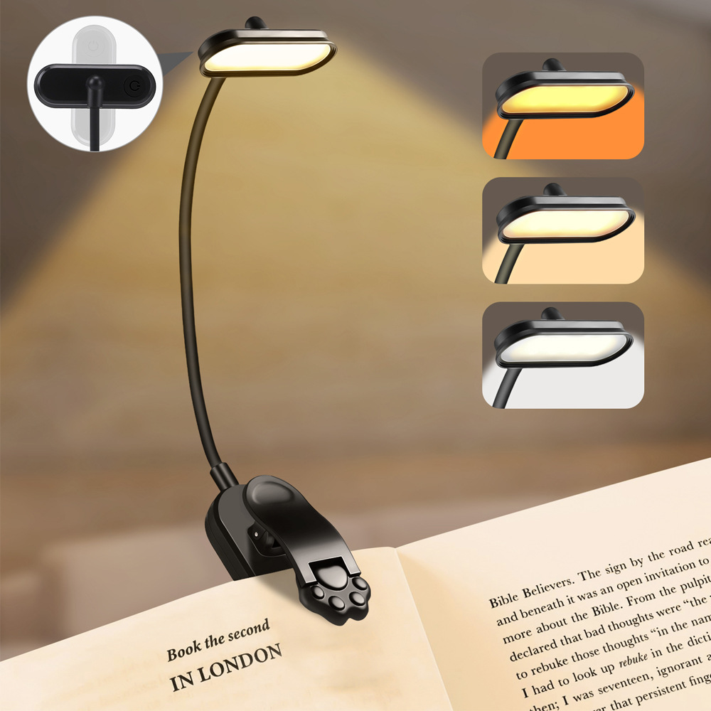 LED Clip op Mini Boeklamp USB Oplaadbare Leeslamp Boek Leeslamp Draagbare Leesboek Licht Slaapkamer Lezen Nachtlampje: changeable