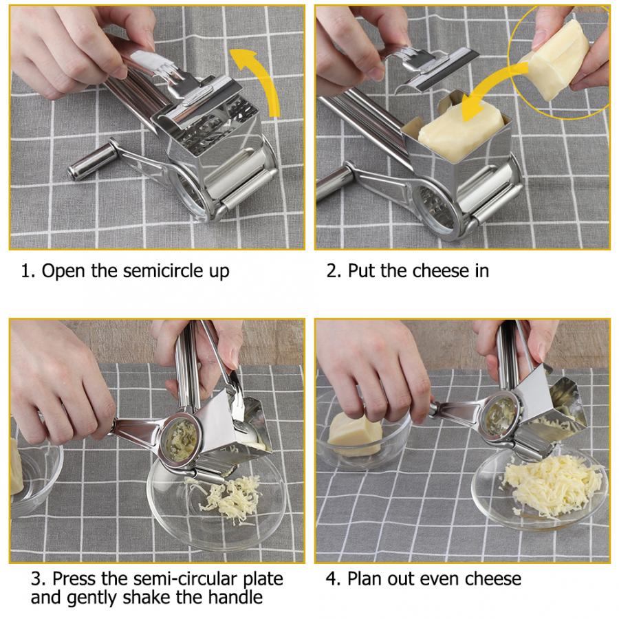 Stainless Steel Manual Rotate Cheese Chocolate Grater Cutter Planer Shredder Cutting Planing Tool Kitchen Gadge