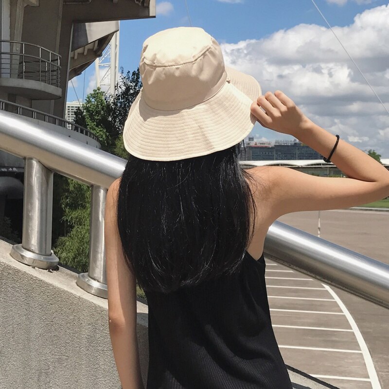 Casquettes de pêche sauvage rétro gros avant-toit Double face portant un chapeau de pêcheur couleur unie en plein air couleur Pure
