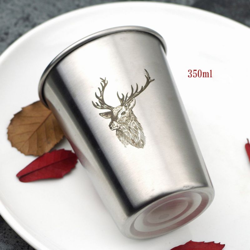 Stainless Steel Coffee Mug Tea Water Beer Cup Pattern Printed Metal Coffee Mug Personality Hiking Picnic Travel Drinking Supply: C