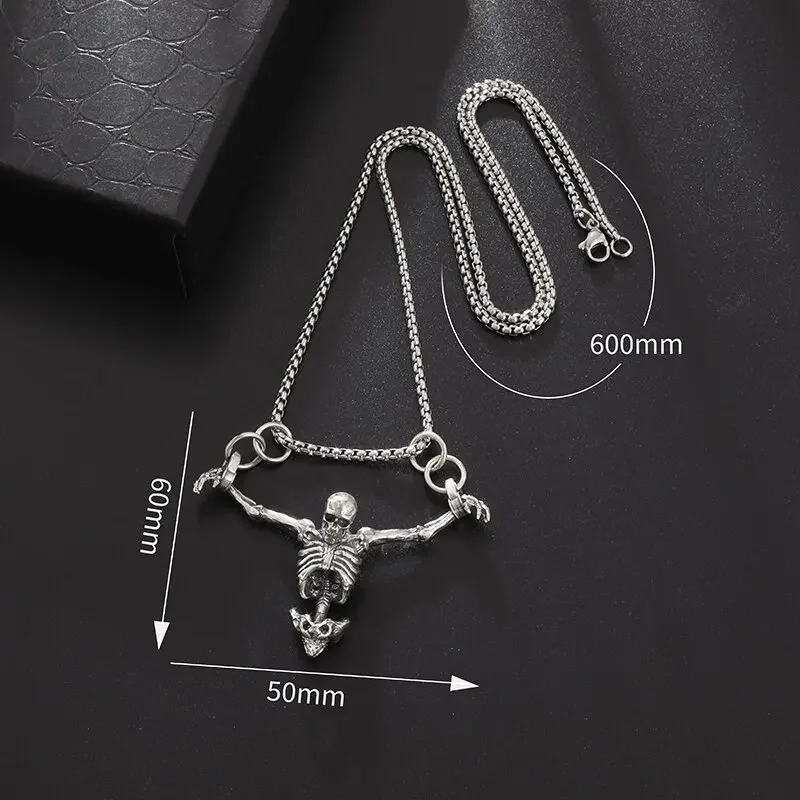 Colgante de calavera de cautiverio Chapado en plata, collar de motociclista Punk Rock para hombre, accesorio de joyería gótica de Halloween