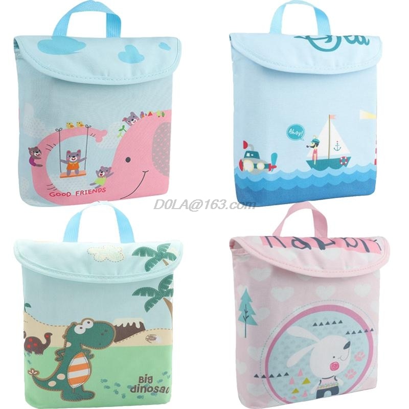 Doppel Schicht Infant Windeln Lagerung Tasche Cartoon Gedruckt Wasserdichte Tragbare Mehrweg Windeln Organizer