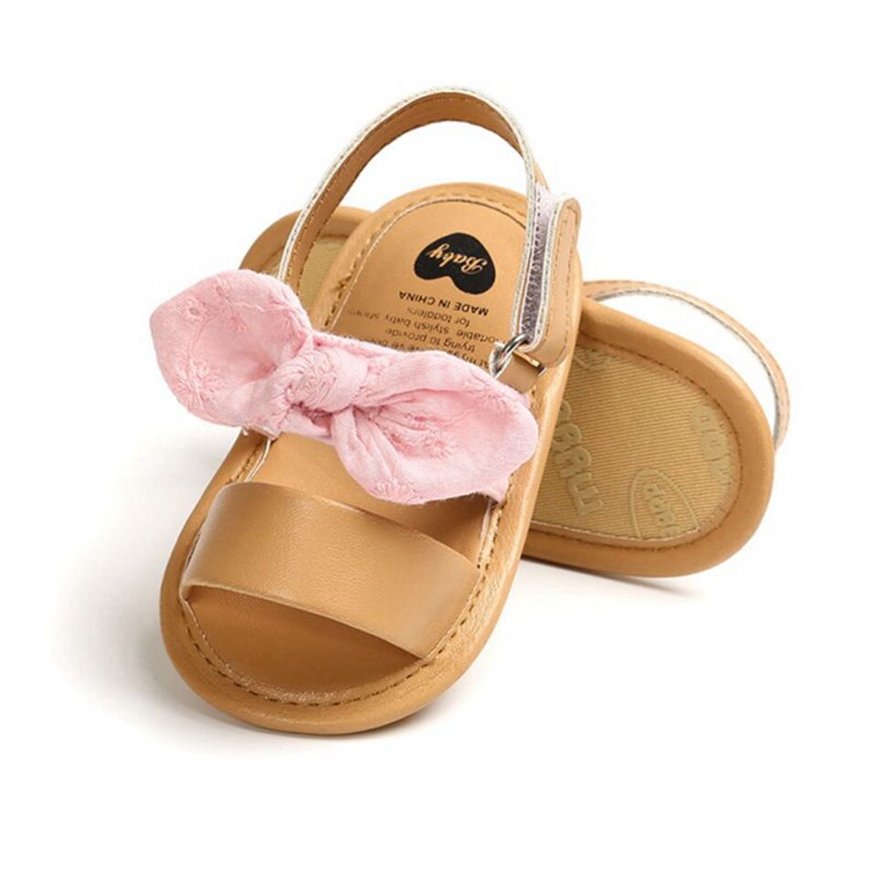 Nyfødte baby baby piger prinsesse sko bowknot toddler sommer sandaler pu skridsikre sko 0-18m